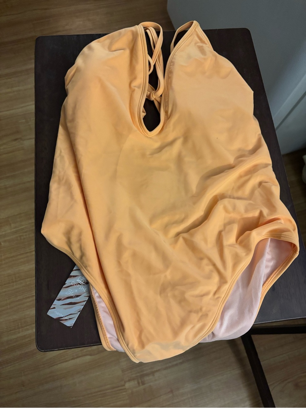 BNWT cupshe size large , peach colored Solid One-Piece bathing suit